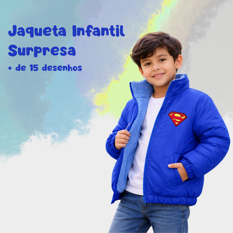 Jaqueta Infantil Meninos Inverno Forrado Escolha o Personagem Cor Surpresa