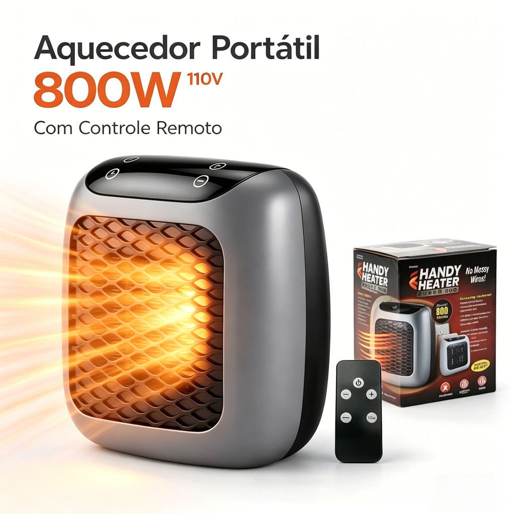 Aquecedor Portátil 110V 800W com Controle Remoto Mini Aquecedor para Quarto e Casa