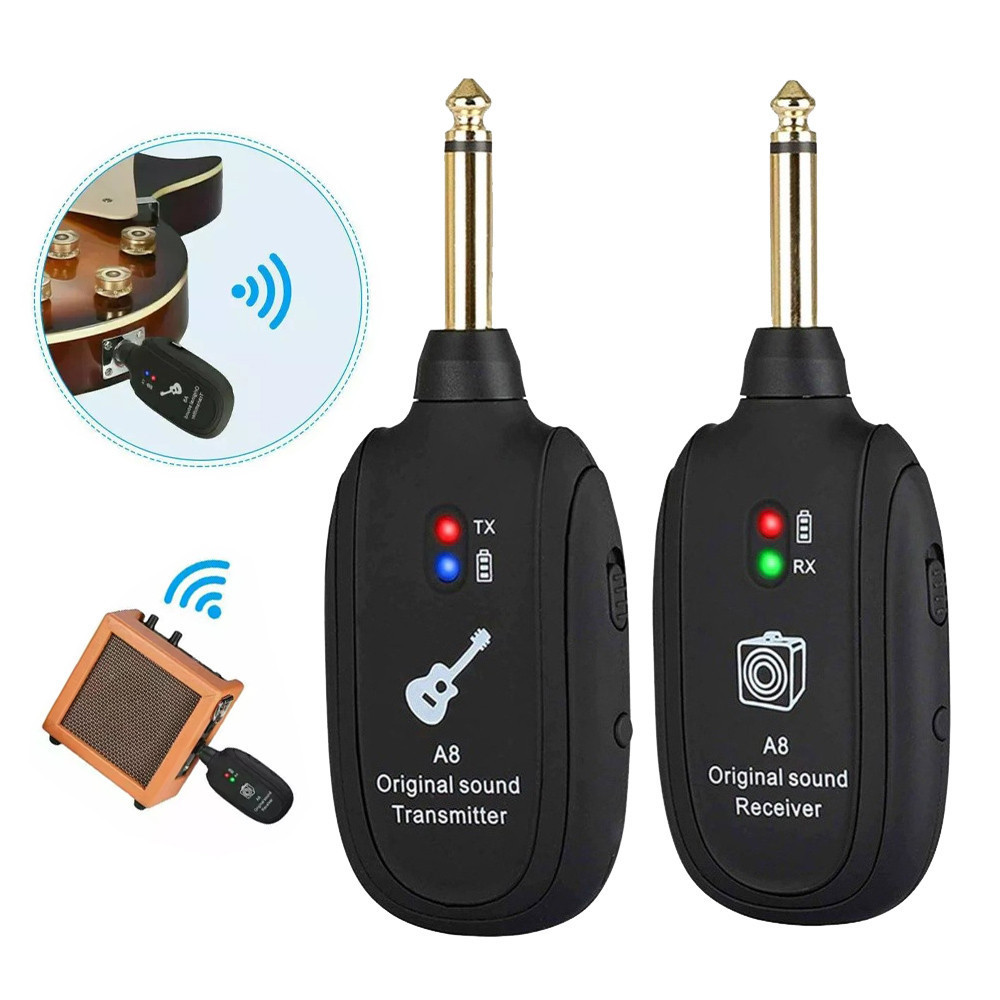 Transmissor E Receptor Sem Fio UHF A8 Para Guitarra, Baixo E Outros Instrumentos