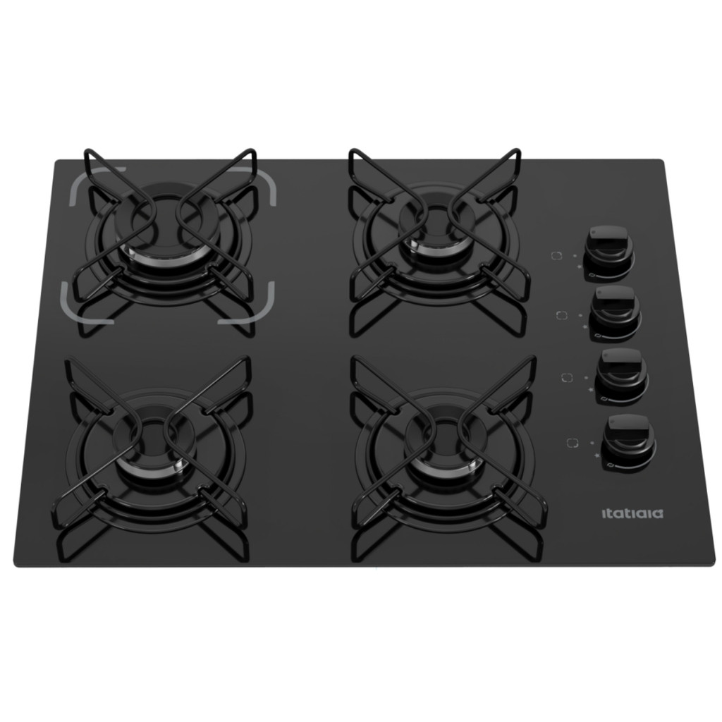 Cooktop Essencial 4 Bocas Mesa Vidro Preto Bivolt Itatiaia
