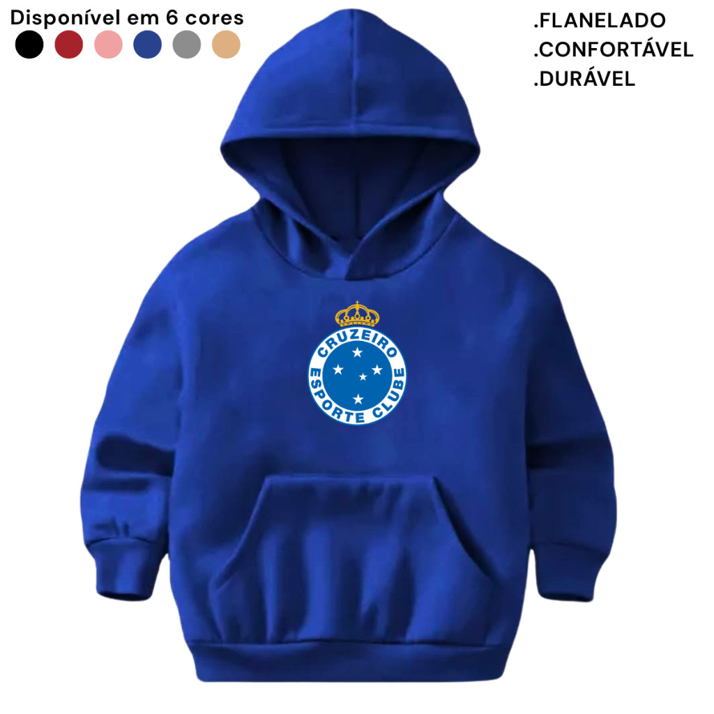 Moletom Infantil Canguru Blusa Quentinha Casaco Cruzeiro Estampado Times