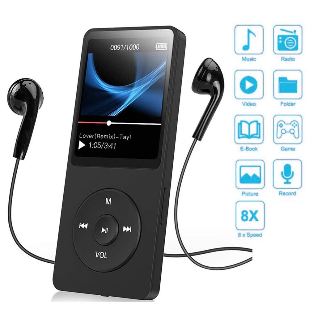 Leitor De MP3 Portátil  Newest Bluetooth 5.0 MP3 Player HIFI Sport Music Speakers MP4 Media FM Radio Voice Recorder Eboo