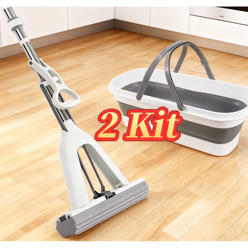 Mop Rodo Esponja PVA 130cm - Limpeza Geral Completa, Comprimento Ajustável 130cm Conveniente