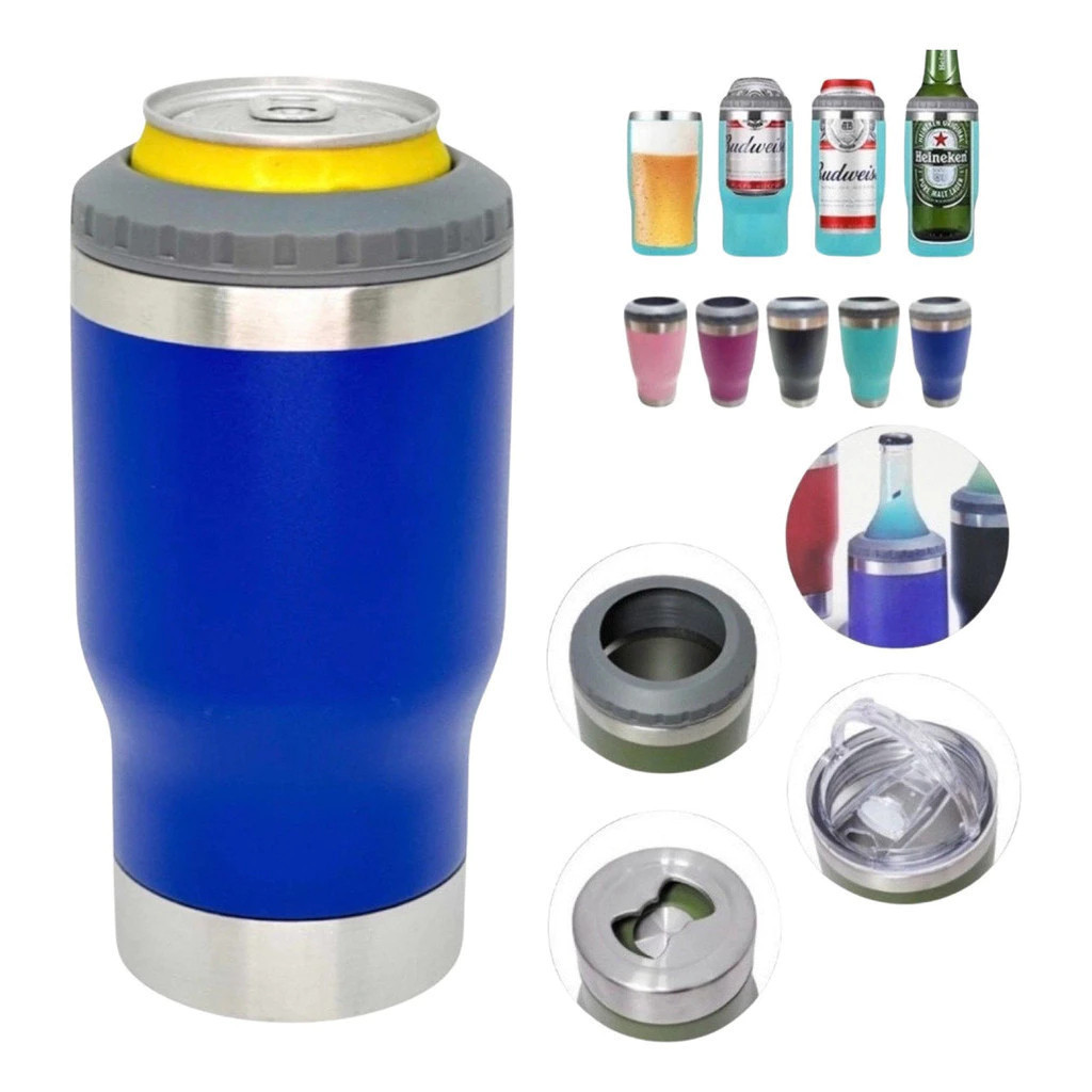 Copo Térmico Aço Inox Porta Bebida Latinha Conserva Gelado Drink isolada  2Tampa420 ml