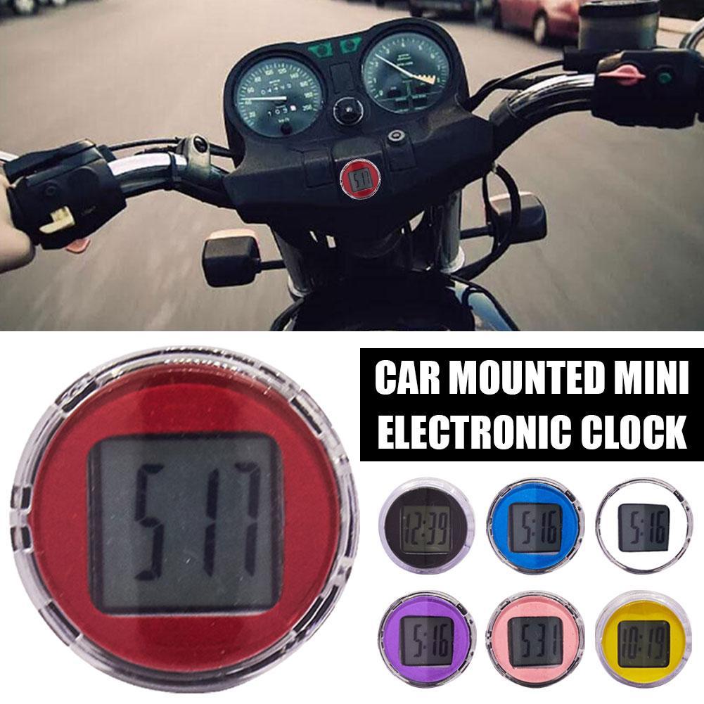 Mini Relógio Digital Pegajoso À Prova D'água Para Carro , Motocicleta , Bicicleta , Material De Decoração F5k7