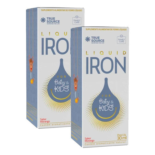 Kit 2x Liquid Iron For Baby & Kids 30ml Morango- True Source