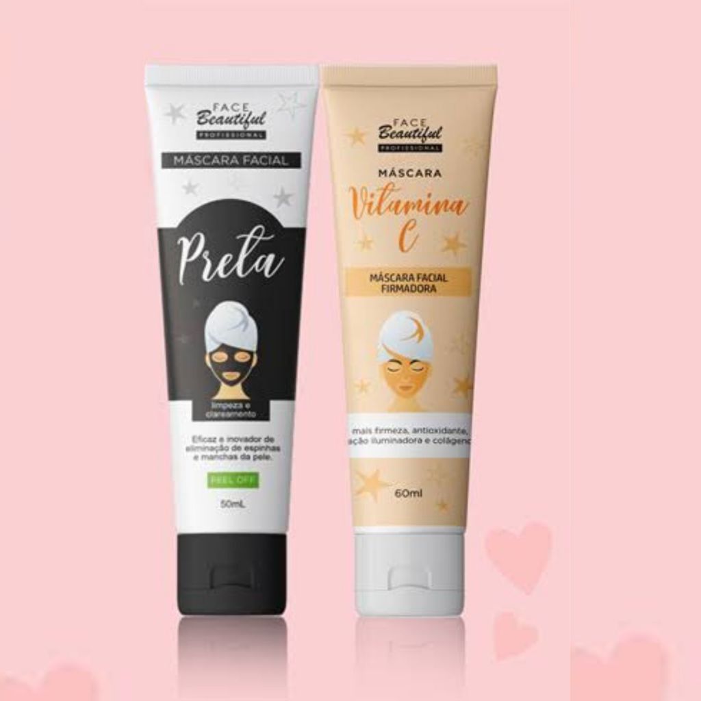 Kit Máscara Facial Preta + Máscara Facial Vitamina C Face Beautiful