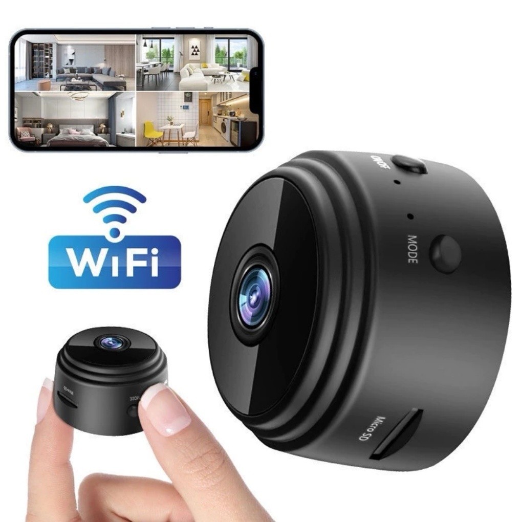 Mini Câmera Espiã A9 Wi-Fi Full HD 1080p com Visão Noturna 360° e Detecção de Movimento