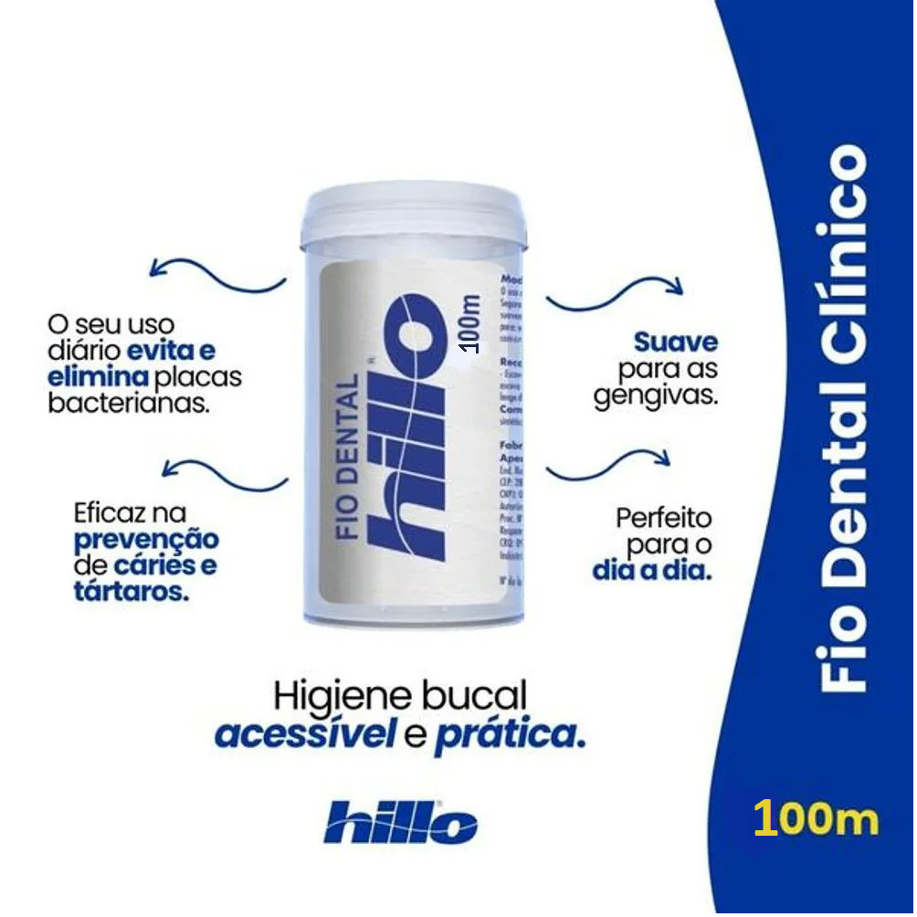 Fio Dental Hillo 100m – Limpeza Bucal Diária Resistência e Conforto