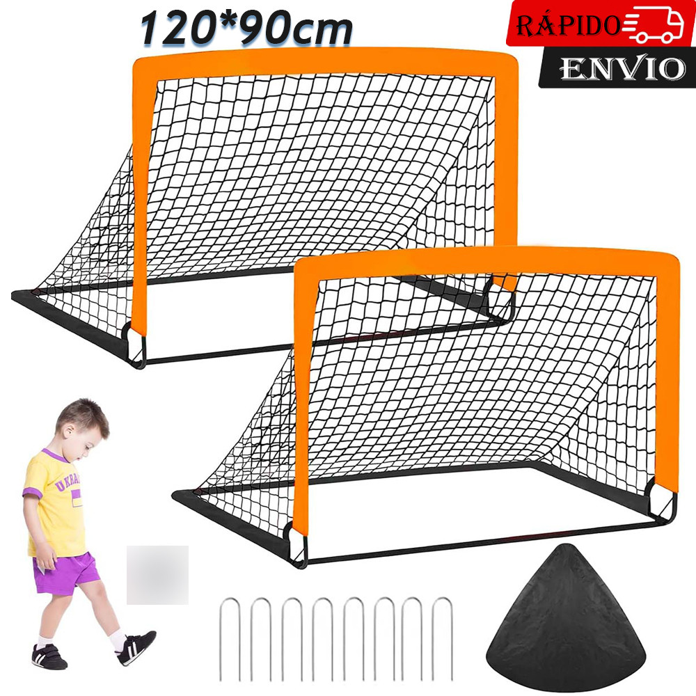 2 peças Brinquedo Futebol Kit Traves Golzinho Infantil Gol,Trave de Gol Golzinho Futebol 120*90cm Laranja