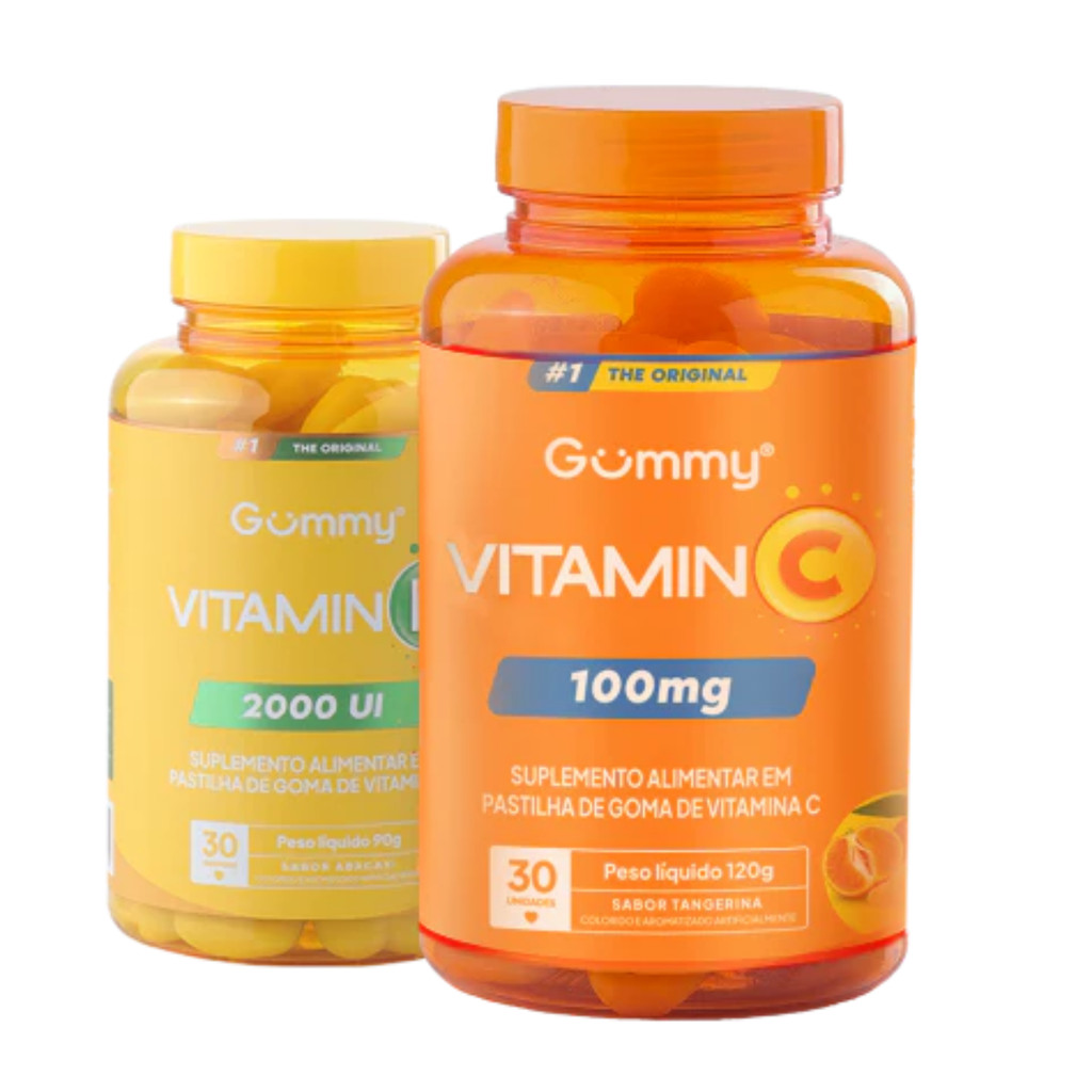 Combo Gummy Vitamina D Sabor Tangerina Vitamina C Sabor Abacaxi