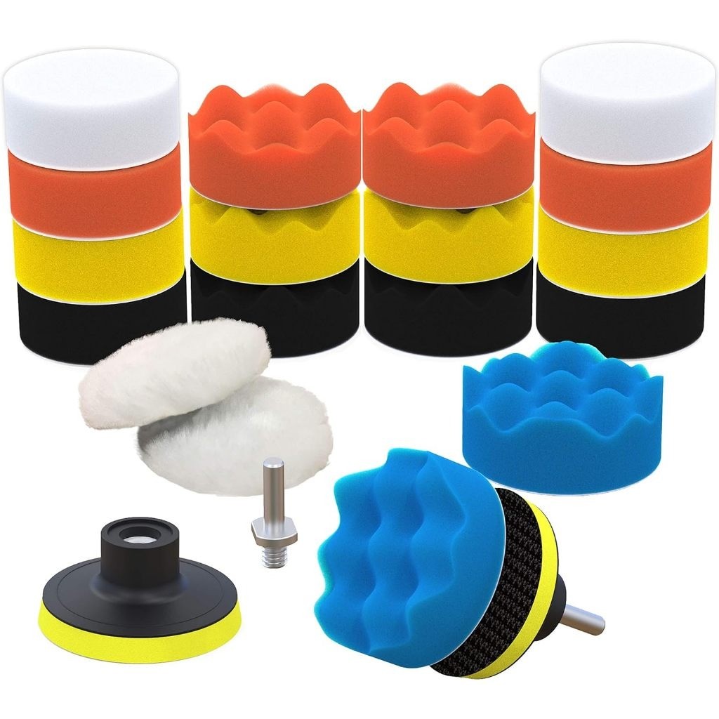 Kit Boina Automotiva Polimento 3 Pol 7/8/11 Peças Espuma e Lã Com Suporte Para Furadeira e Parafusadeira