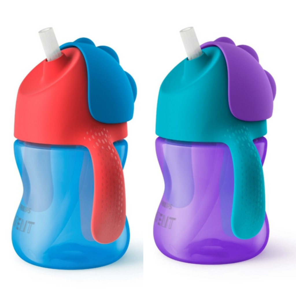 Copo De Transição Treinamento Dinossauro 200ml 9m+ Com Canudo Curvado Antivazamento Phlips Avent