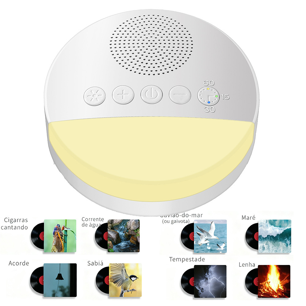 Máquina de Ruído Branco - Leitor de Sons Noturnos para Sono do Bebê
