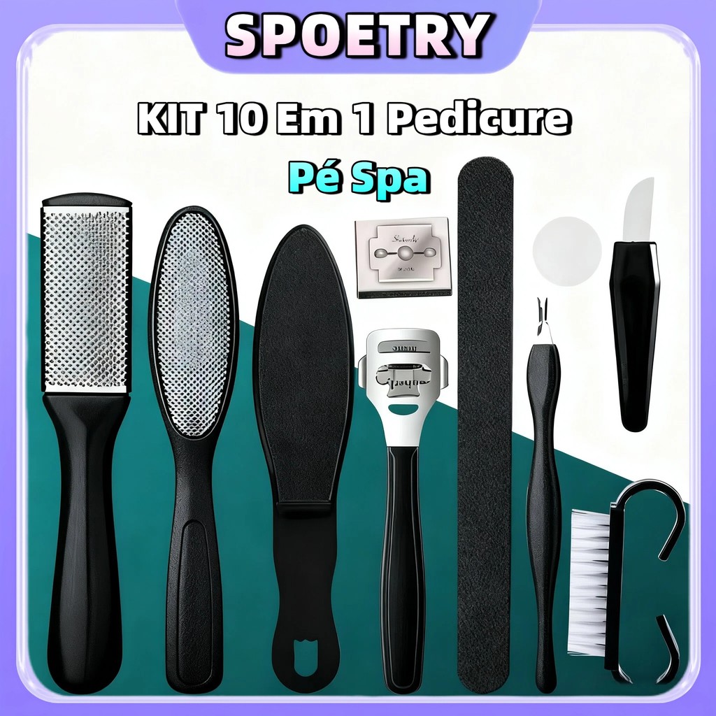 10Pcs/Set Pedicure Kit Removedor De Calos Ferramenta De Cuidados Com As Portátil Aço Inoxidável