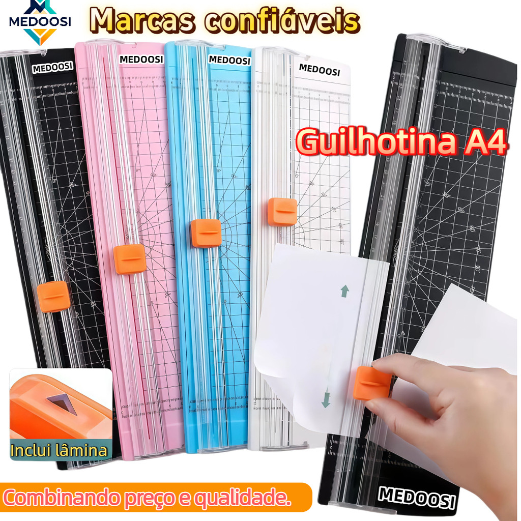 MEDOOSI Guilhotina Cortador de Papel A4 Portátil - Fácil de Usar com Lâmina para Escritório, Papelaria, DIY e Scrapbook
