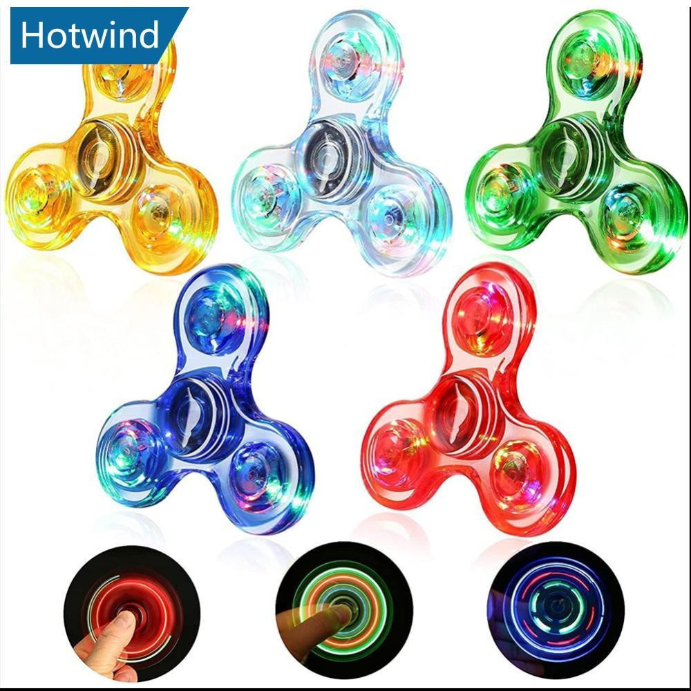 HW Cristal Luminoso LED Light Fidget Spinner Top Crown Spinners Brilham no Escuro EDC Brinquedos de Alívio de Estresse C
