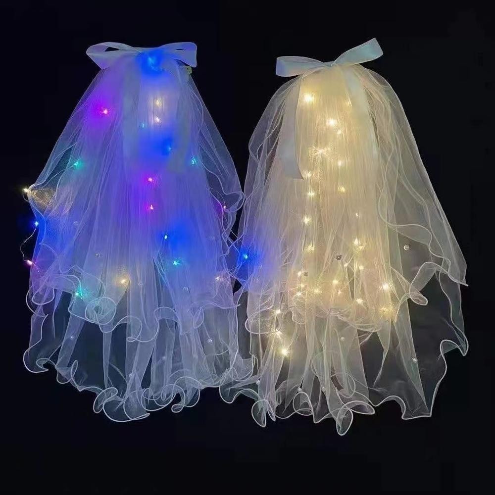 Véu de Noiva com Led Presilha Chá de lingerie Festa Halloween
