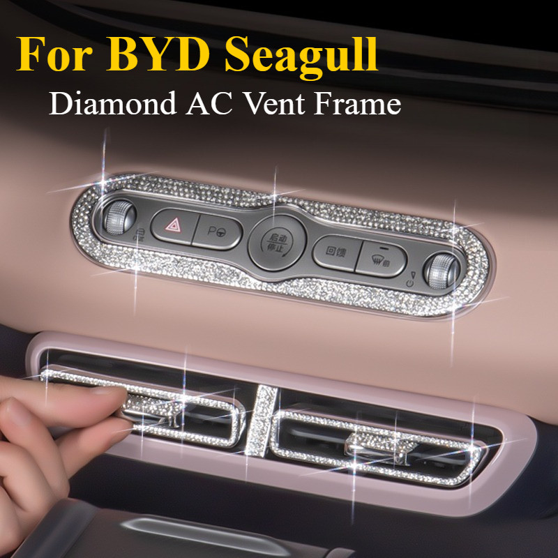 Para BYD Seagull/Dolphin Mini 2024-2025 : Estrutura De Ventilação AC Diamante-Borda De Decoração De Cristal Com Suporte 