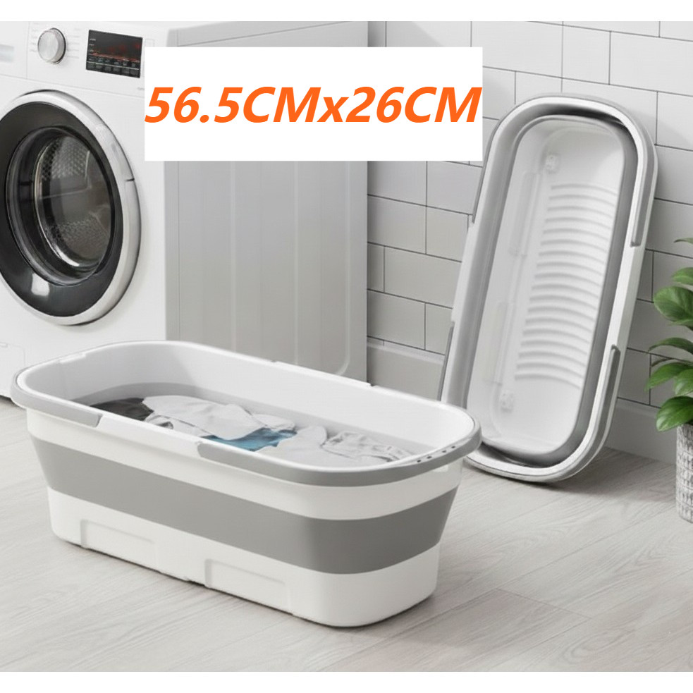 Balde Dobrável Retangular Silicone 26L com Alça Pratico Retrátil Mop |56.5CMx26CM