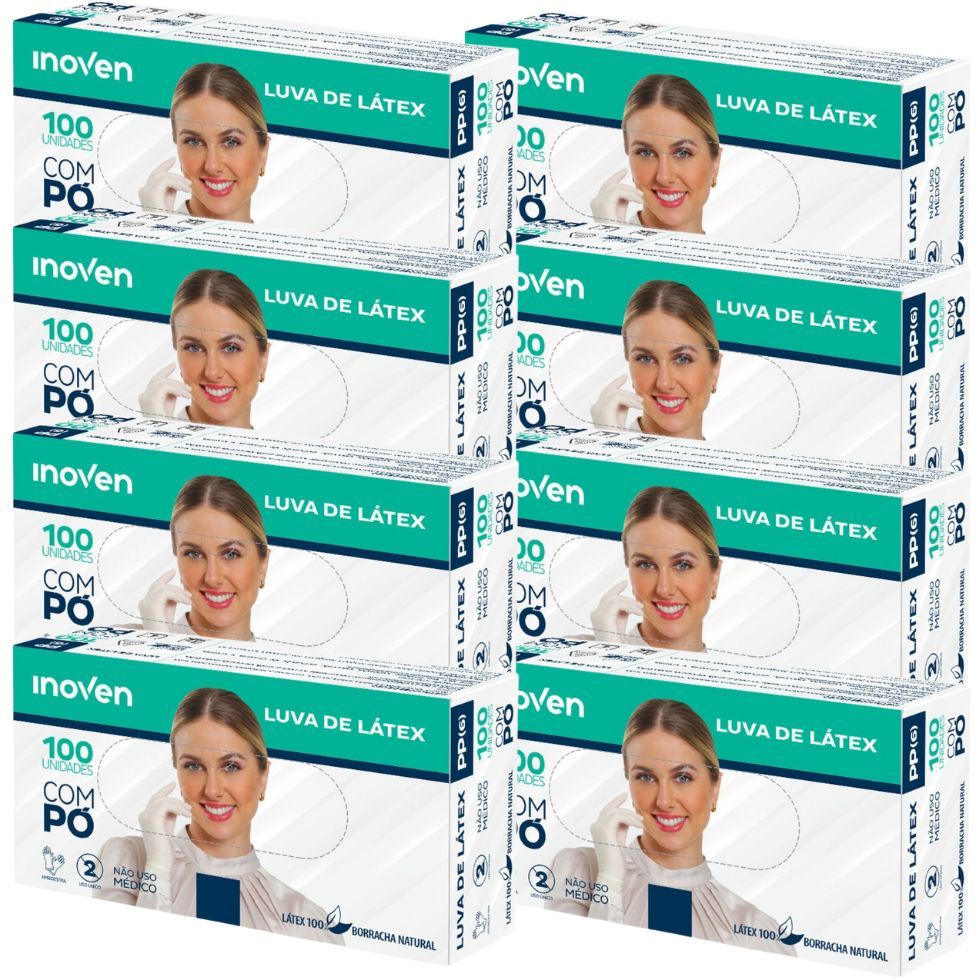Kit 1.000 Luva Latex Profissional com Pó Caixa Inoven G-M-P-PP
