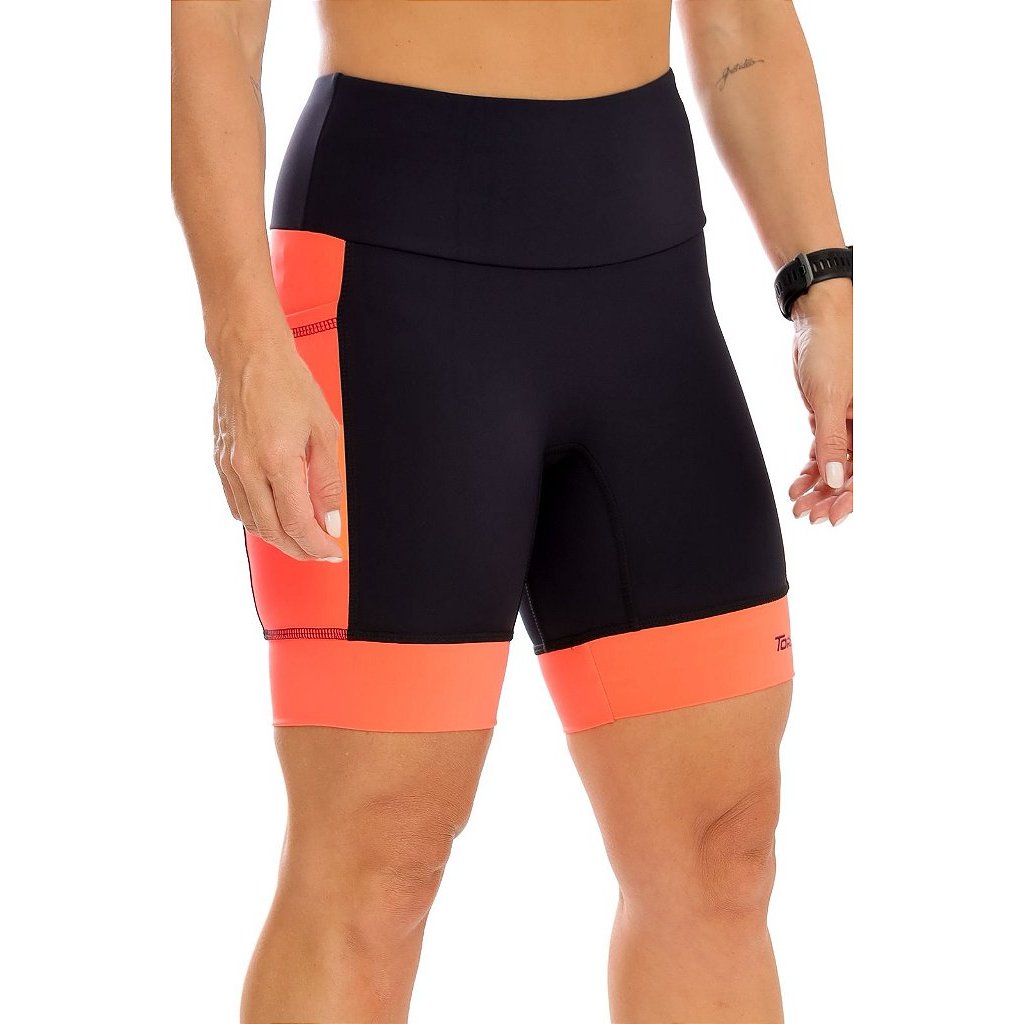 Bermuda Compress Max PRETO COM  LARANJA