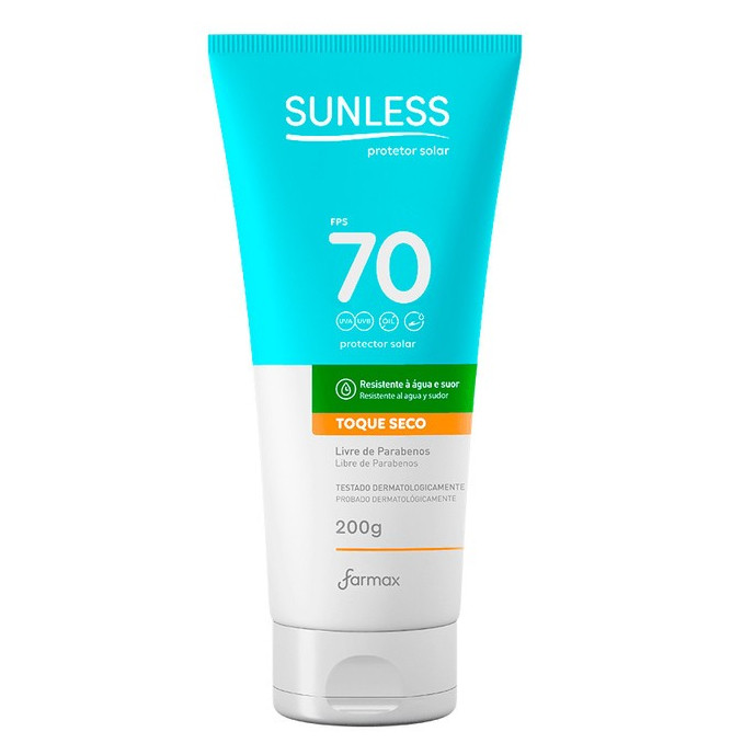 Protetor Solar FPS 70 Sunless 200g - Alta Proteção com Toque Seco e Resistência à Água