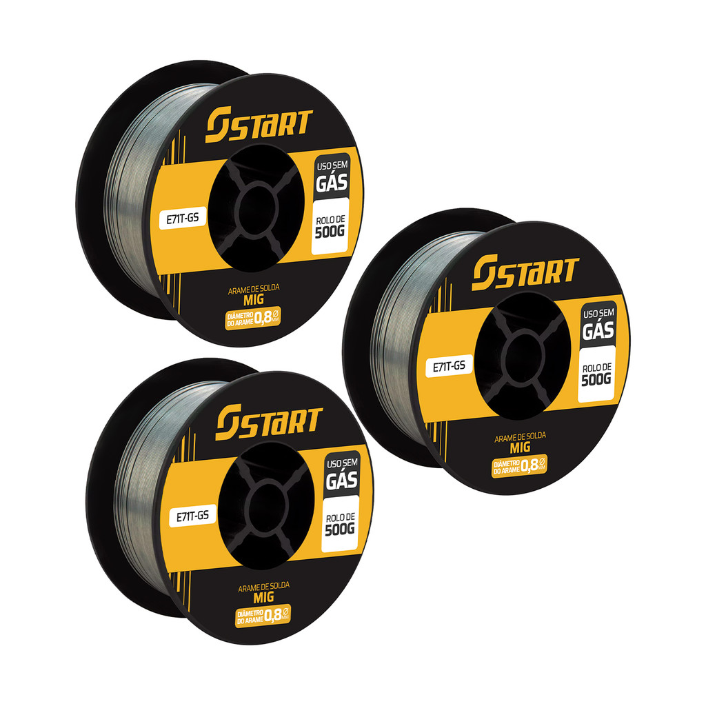 Kit 03 Rolo Arame Maquina Solda Mig 0.8 Sem Gás Rolo 0.5kg