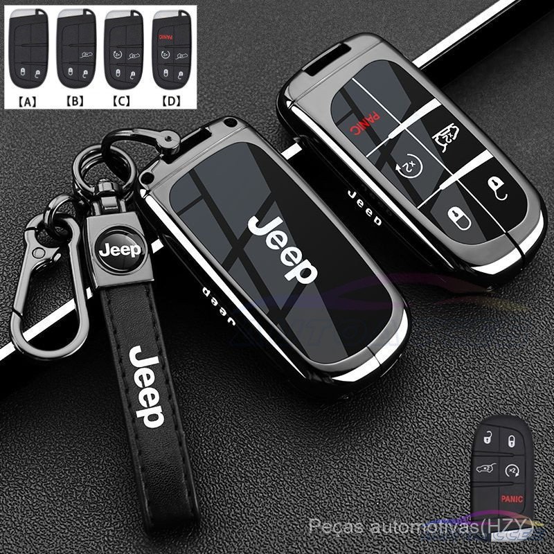 Capa de Chave de Carro Remota Proteção Automática Jeep Renegade Compass Grand Cherokee Chrysler 300C Wrangler Dodge 65 I