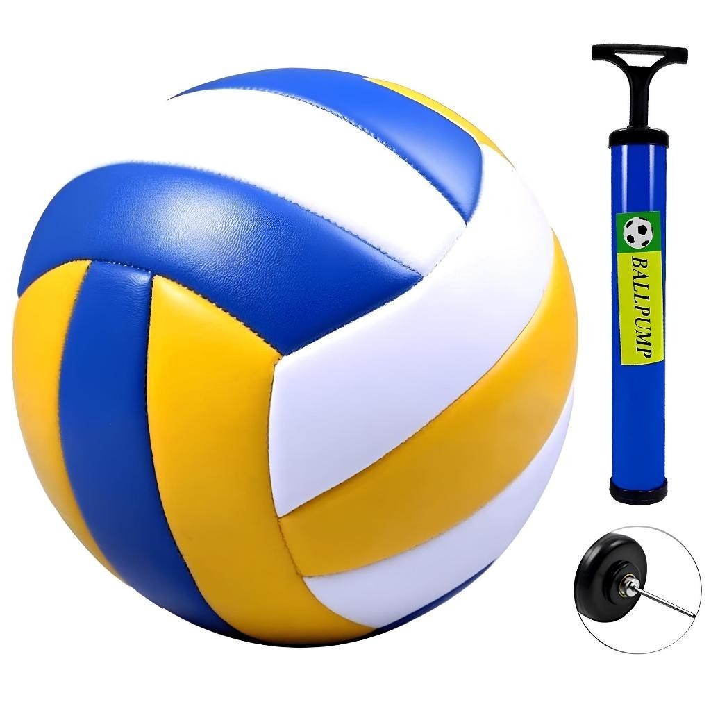 BOLA DE VOLÊI OFICIAL+ BOMBA DE AR ORIGINAL TAMANHO PROFISSIONAL N° 5 VOLEIBOL MENINO E MENINA