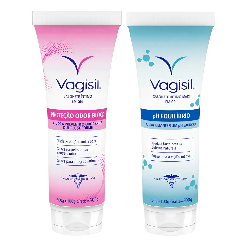KIT SABONETE ÍNTIMO PROTEÇÃO ODOR BLOCK + SABONETE ÍNTIMO PH EQUILÍBRIO VAGISIL - 300G