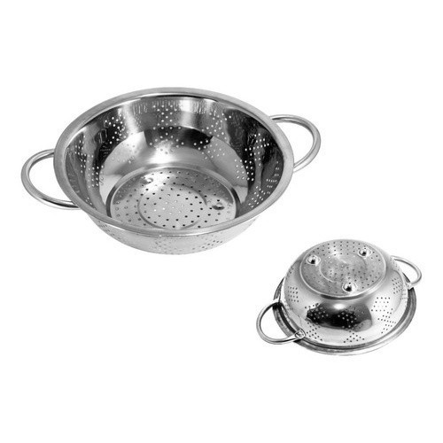 Escorredor Universal De Cozinha Em Aço Inox Com Alça 24cm