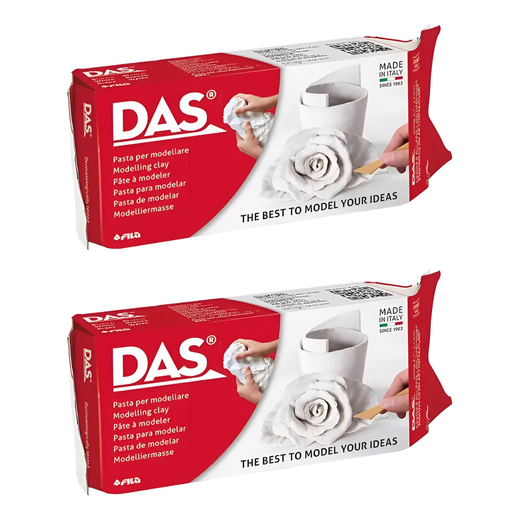 Kit 2 Massas de Modelar BRANCA Cerâmica Fria 500g - DAS - 387000