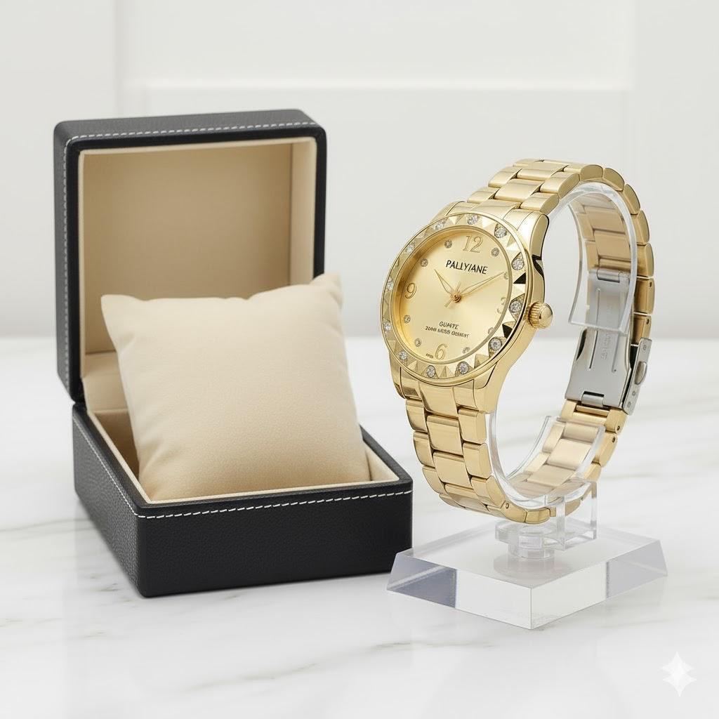 Relógio Feminino Minimalista Pallyjane à Prova D´Água Luxo Dourado Prata Rosê Aço Inoxidável