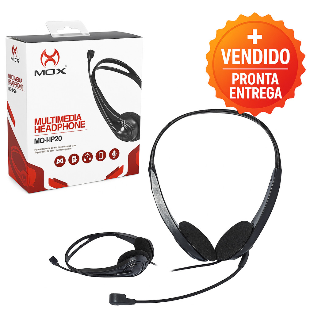 Fone Headset Com Microfone Mox HP-20 Hi Fi Fone De Ouvido Conforto E Excelente Áudio