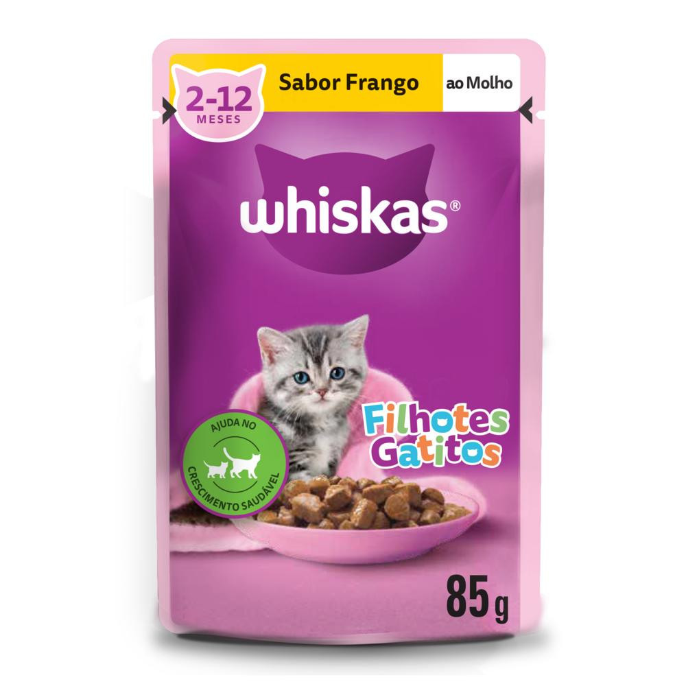 Ração Úmida Whiskas Sachê Frango ao Molho para Gatos Filhotes 85 g
