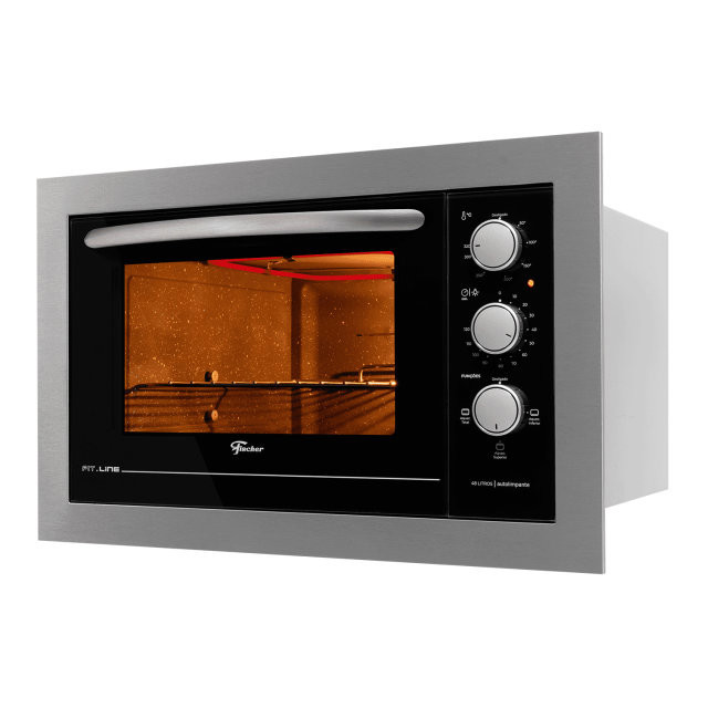 Forno Elétrico Embutir Fischer Fit Line 48 Litros Inox 127V com Grill Timer Controle Temperatura