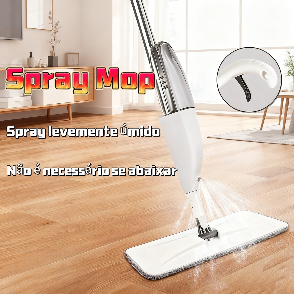 Mop Spray Premium Magico Flat Com Reservatório E Refil Microfibra Limpeza Rápida E Eficiente