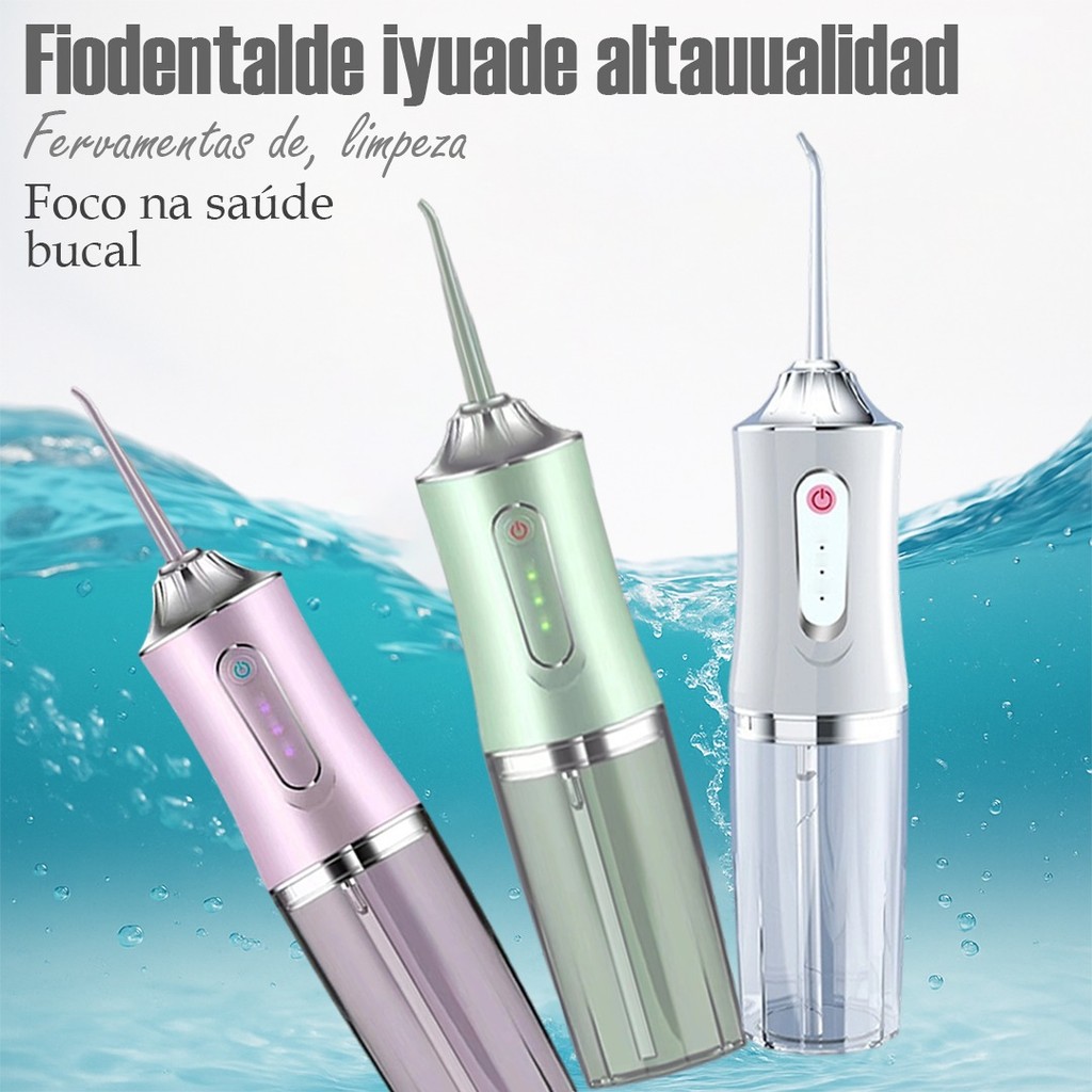 Irrigador Bucal USB Multifuncional 3 em 1 Jato Água Fio Dental Limpador Dentes Grandes descontos