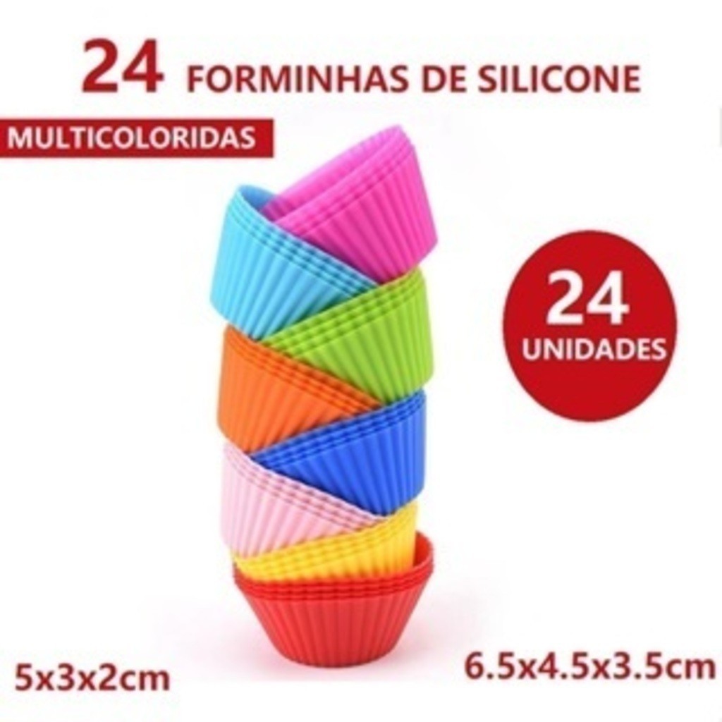 Forminhas 24 Unidades Forma Redonda 6.5x4.5x3.5cm Silicone Ou 5x3x2cm Ou 12 Unidades Brigadeiro Tortinha Bolinhos