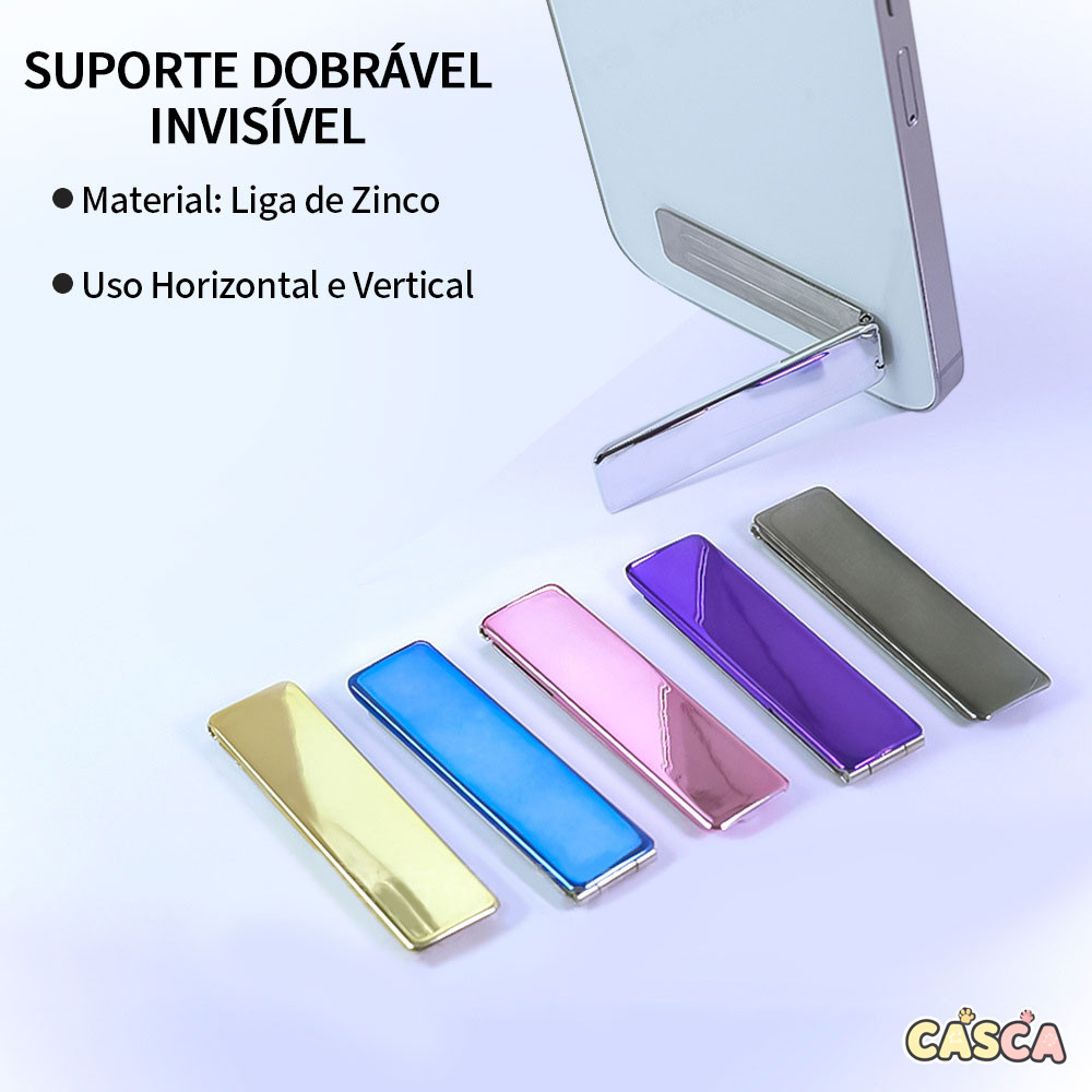 Suporte Para Telefone Mini Dobrável Invisível Fivela Ajustável De Mesa Metal Celular Auto Adesiva KZJ012