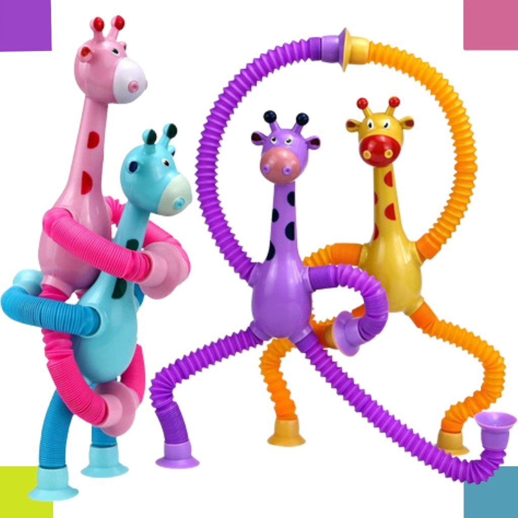Conjunto de 5 girafas de brinquedo elásticas e pegajosas, Melman Pop It Tube com luz, brinquedo infantil oferta especial