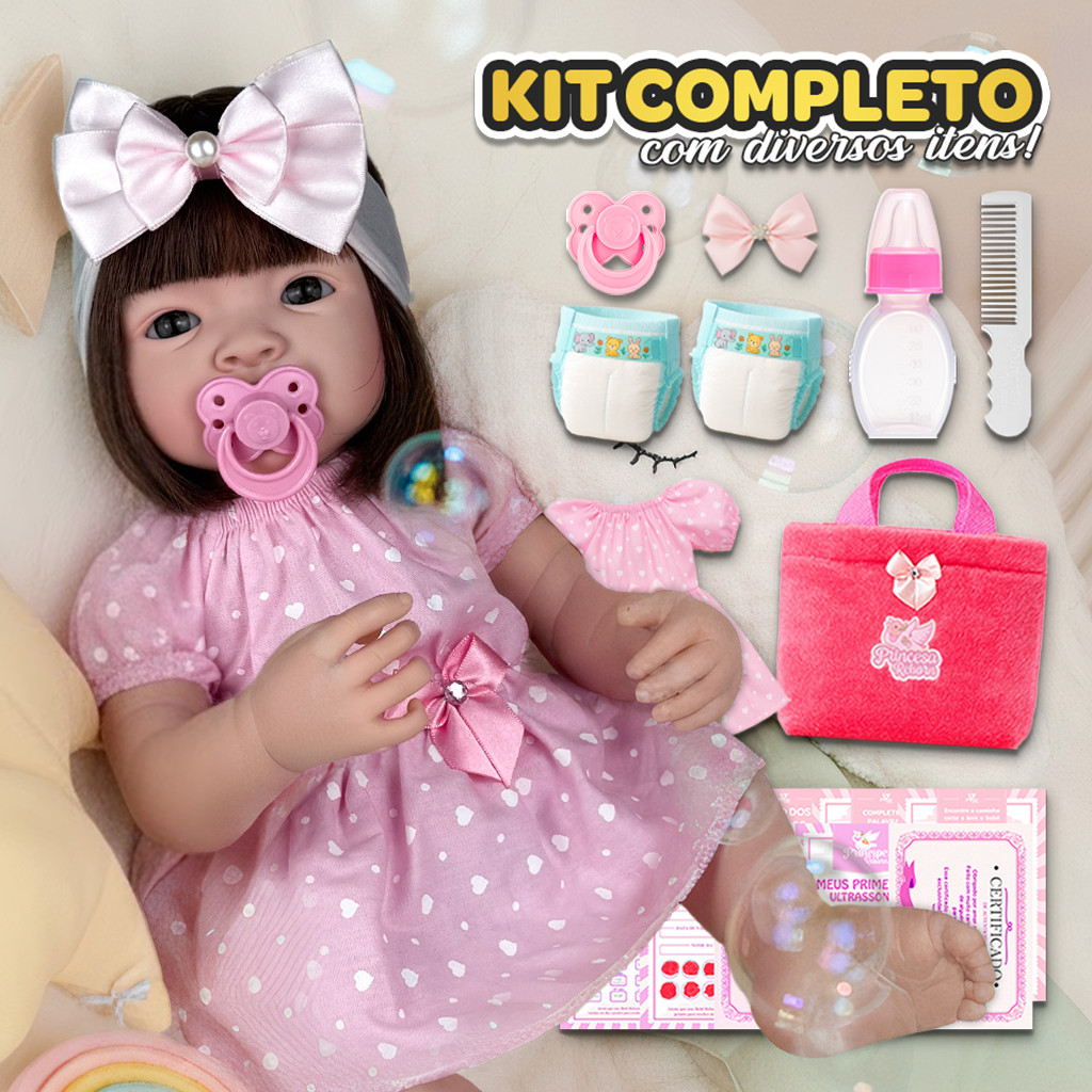 Boneca Bebê Reborn Real Com Itens Bolsa Promoção!