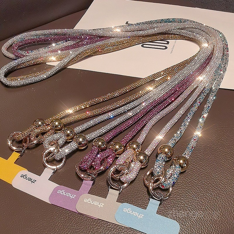 Cordão Smartphone Corrente Celular de Strass 120CM Acessório Pescoço Corpo chaveiro
