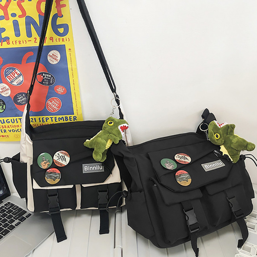 Bolsa Transversal De Lona De Grande Capacidade Unissex Estilo Escolar Para Estudantes E Bolsa Mensageiro Masculina