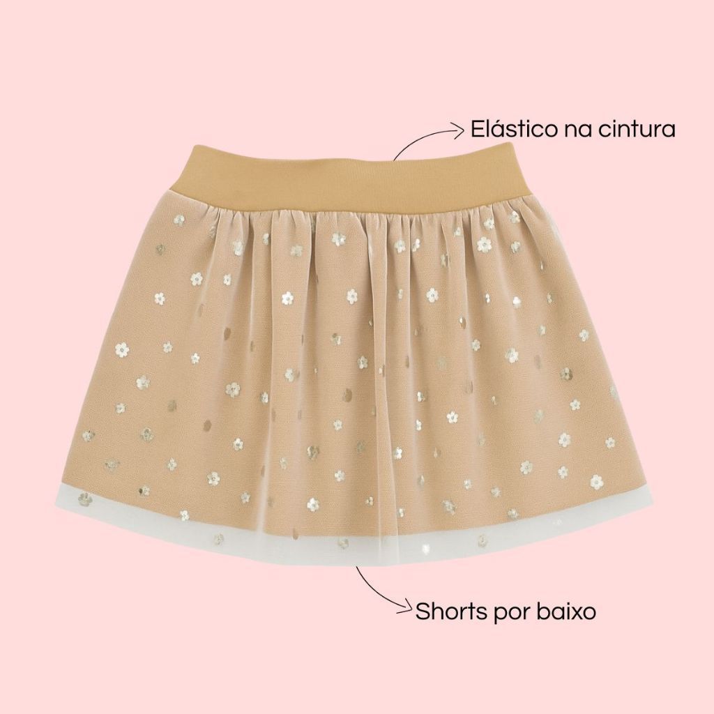 Saia Estilo Tutu Menina Infantil Verão Cotton Confortável