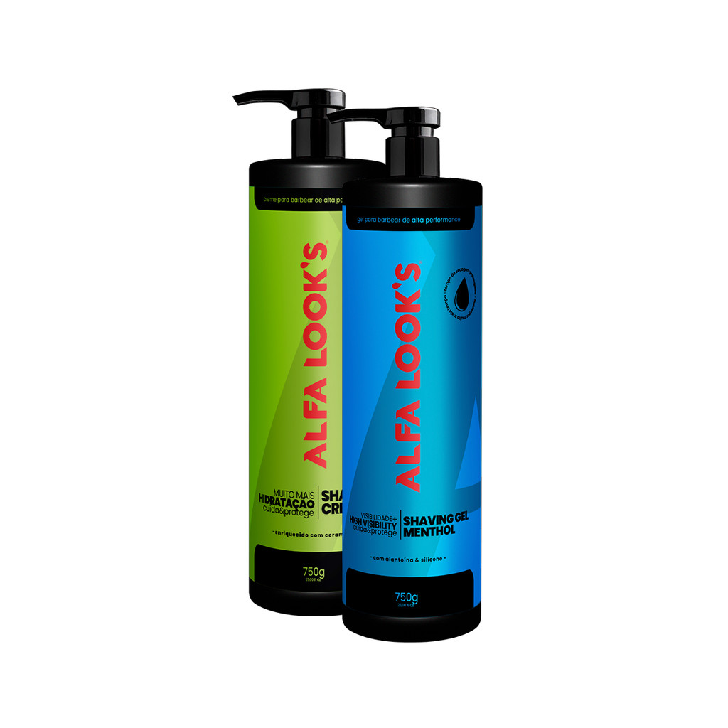 KIT BARBEAR ALFA LOOK’S – SHAVING CREME E SHAVING GEL 750G