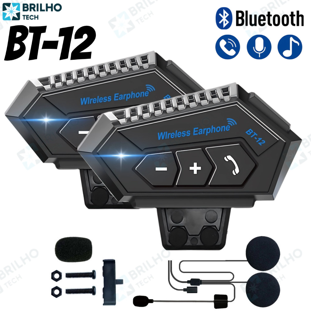 Fone De Ouvido Capacete Moto Bluetooth Sem Fio Prova De Água Capacete Comunicador para Capacete Intercomunicador-BRT