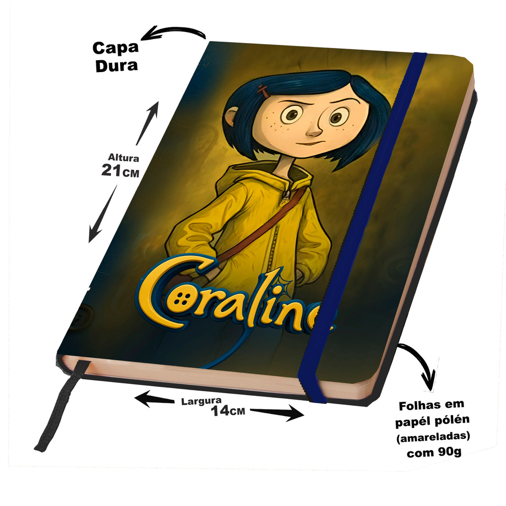 Caderno Sketckbook ou anotações capa dura CORALINE 160 páginas
