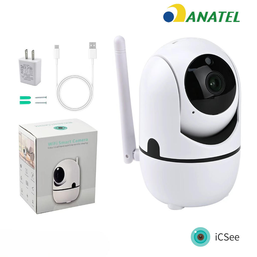 Câmera de Segurança Wi-Fi Inteligente 1080p com Áudio Bidirecional Giro Automático Visão Noturna APP ICSEE jehnny